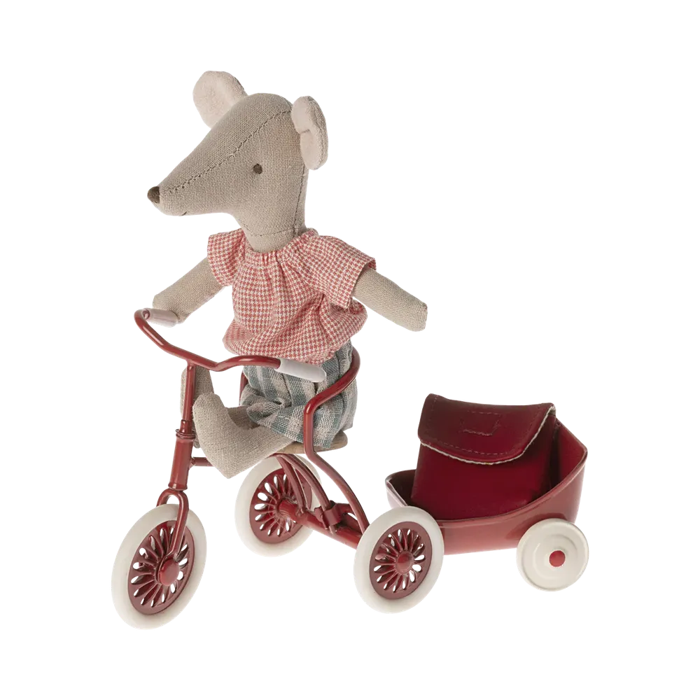 Maileg big sister mouse with bag, red outfit 2024