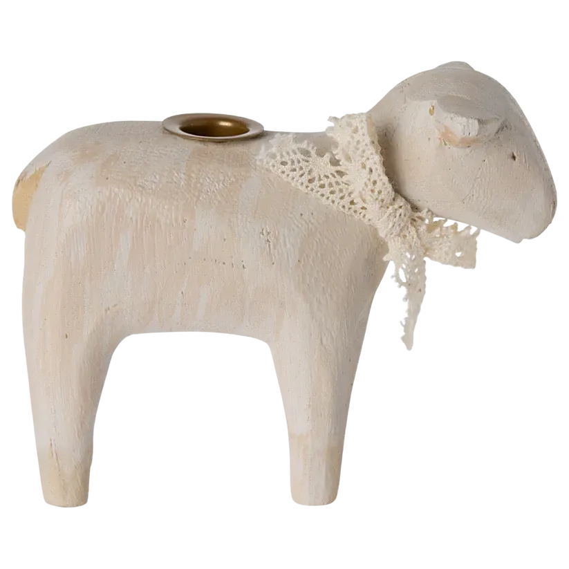 Maileg candle holder, lamb - off white