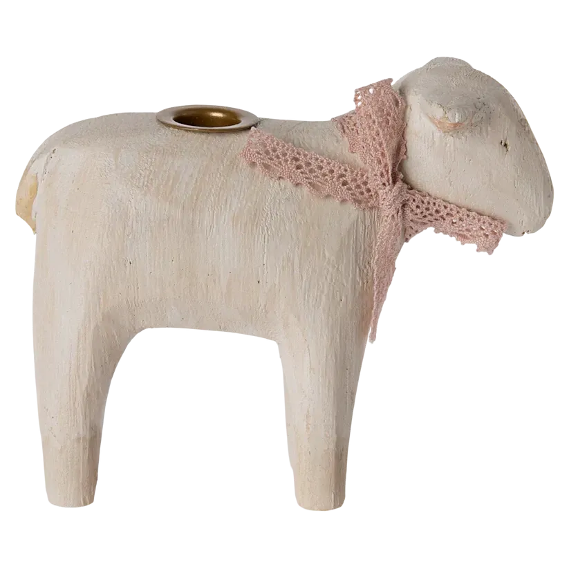 Maileg candle holder, lamb - rose