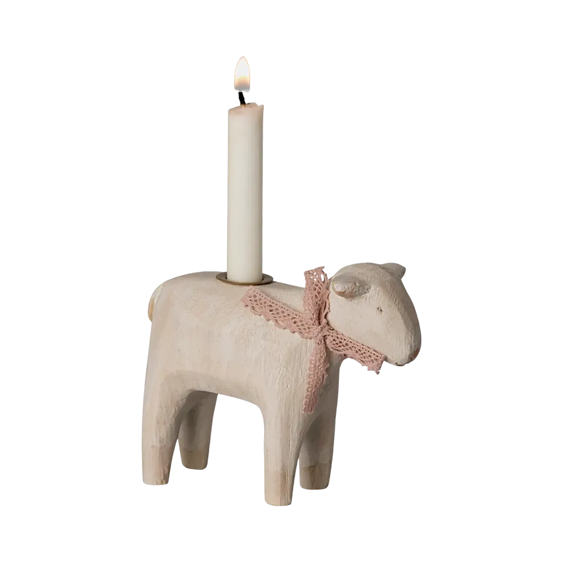 Maileg candle holder, lamb - rose