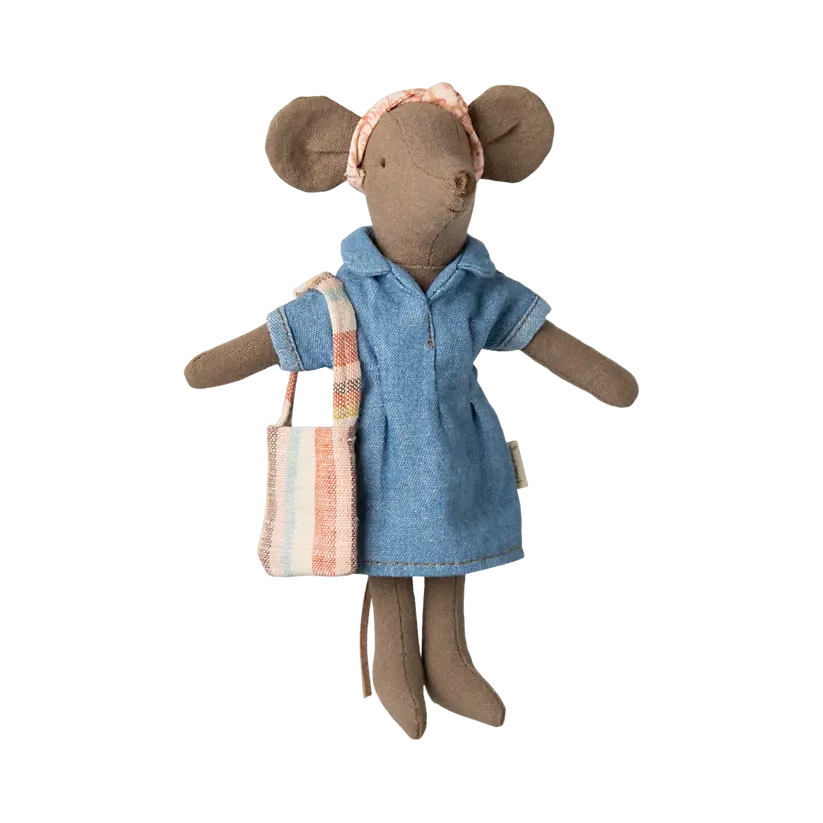 Maileg denim dress and bag, mum mouse