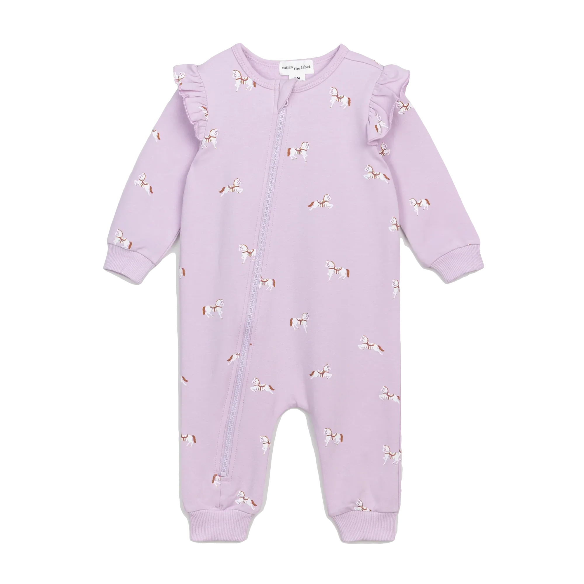 MILES THE LABEL Filly Print on Orchid Ruffled Playsuit