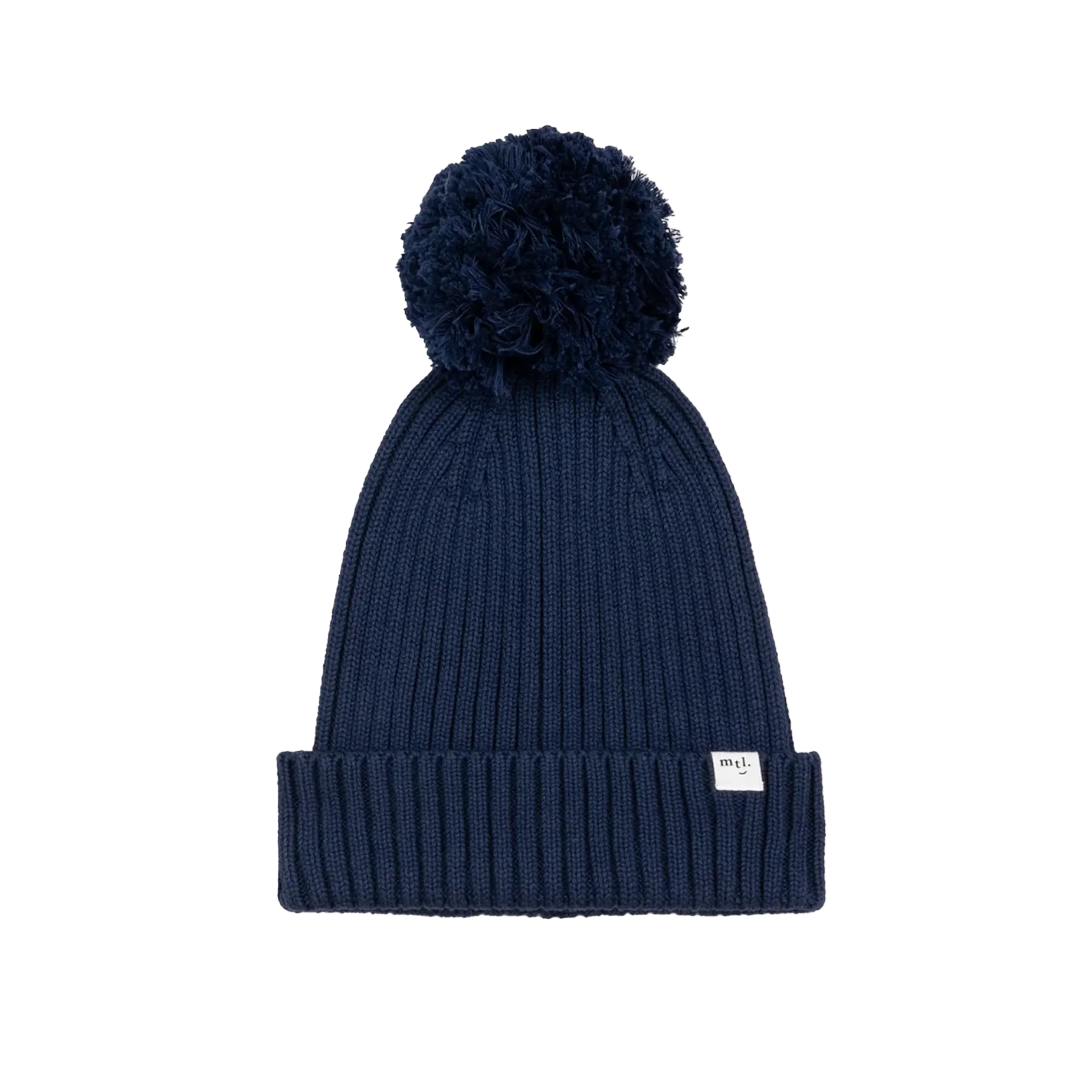 MILES THE LABEL Ribbed Pompom Baby Beanie 3-9m - Navy