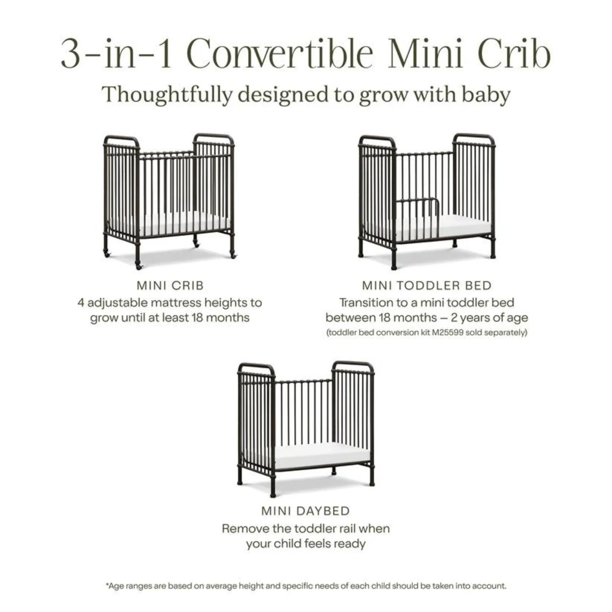 NAMESAKE Abigail 3-in-1 Convertible Mini Crib