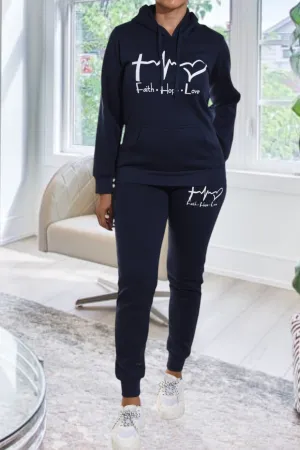 Navy Love Fleece Tracksuit