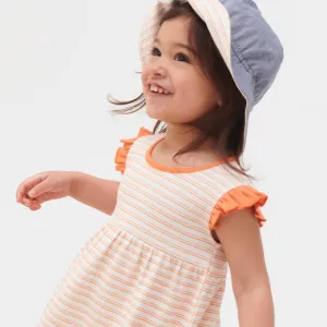 Orange Stripe Frill Dress & Hat Outfit