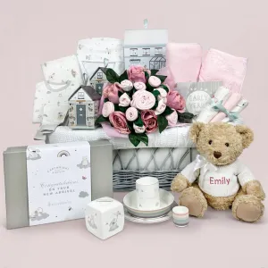 Personalised Little Love Moses Basket Baby Hamper- Pink