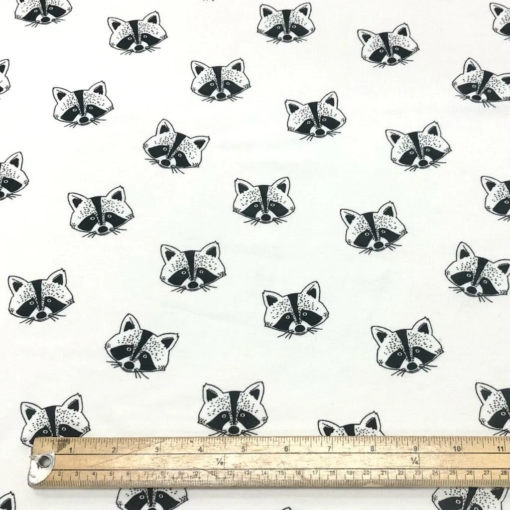 Racoons on Ivory Organic Sweatshirt Fabric