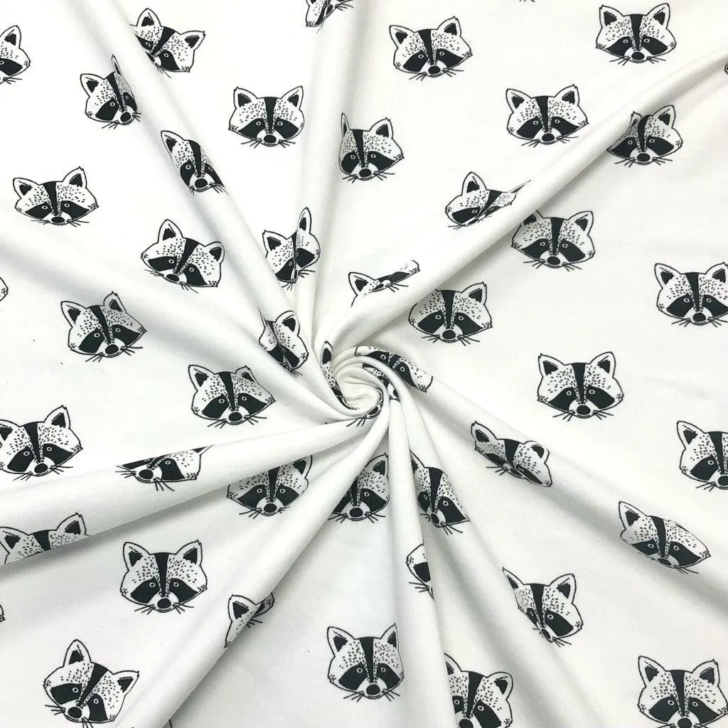 Racoons on Ivory Organic Sweatshirt Fabric