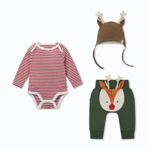 Reindeer Bonnet, Bodysuit & Joggers Outfit