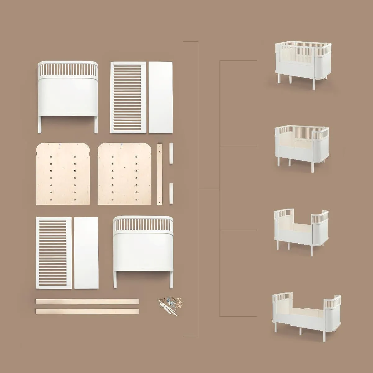 Sebra, Extendable Cot Bed Baby & Junior, Wooden