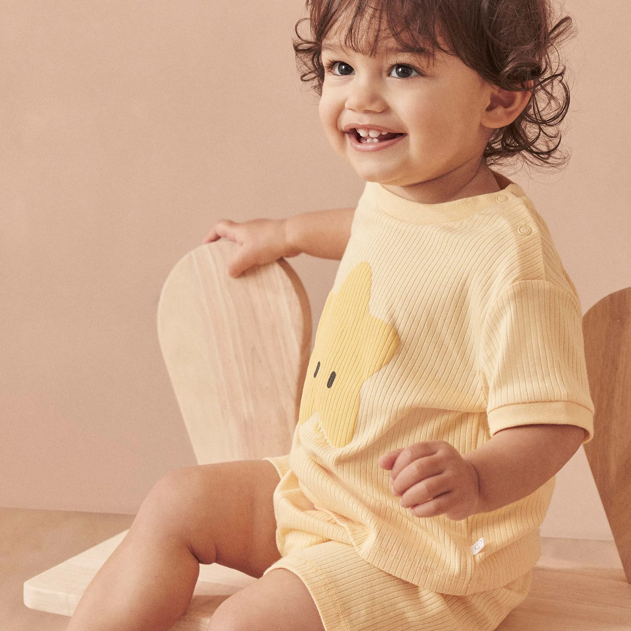 Star Ribbed Short Sleeve T-Shirt & Shorts Outfit