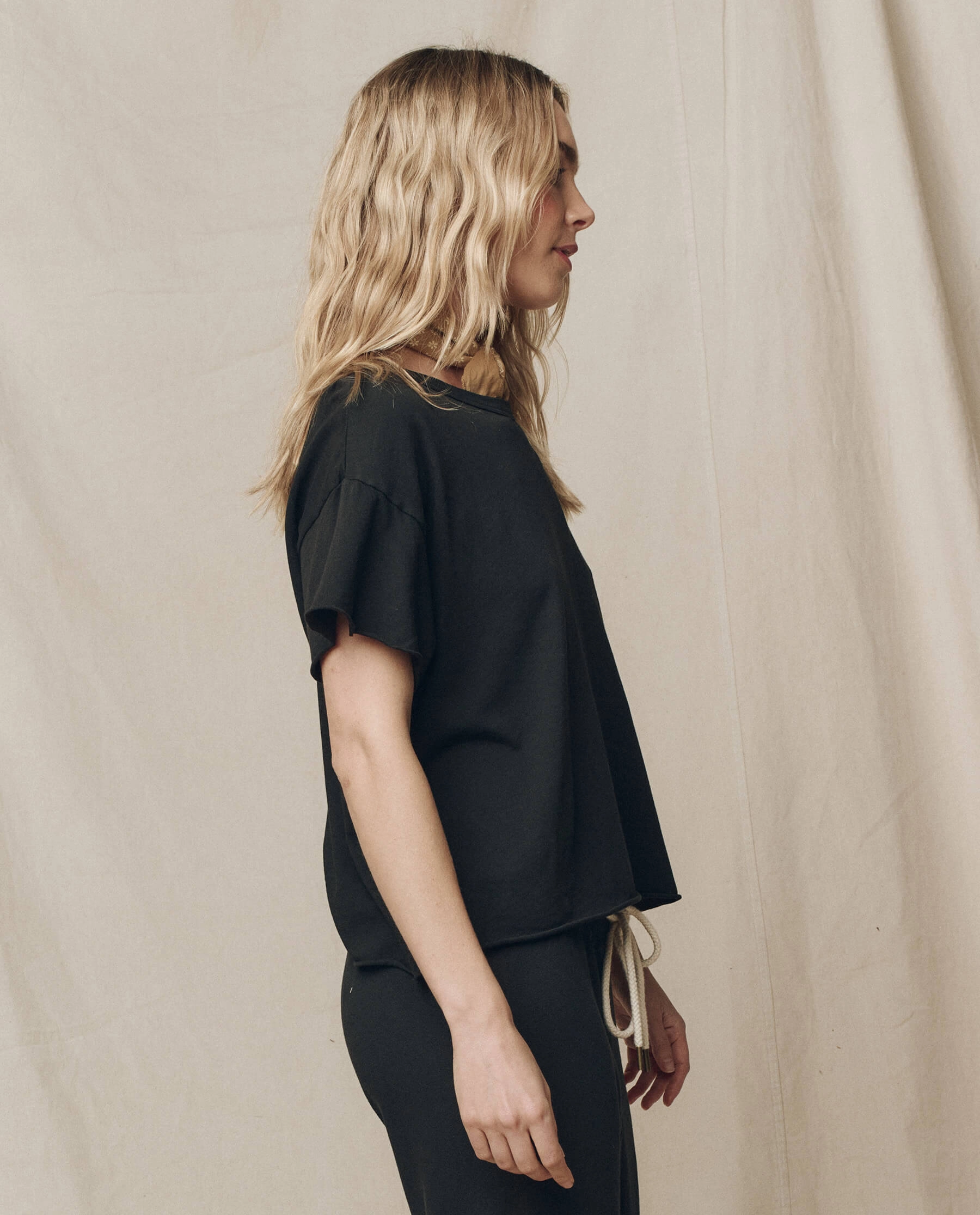 The Crop Tee. Solid -- Almost Black