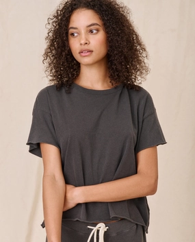 The Crop Tee. Solid -- Washed Black
