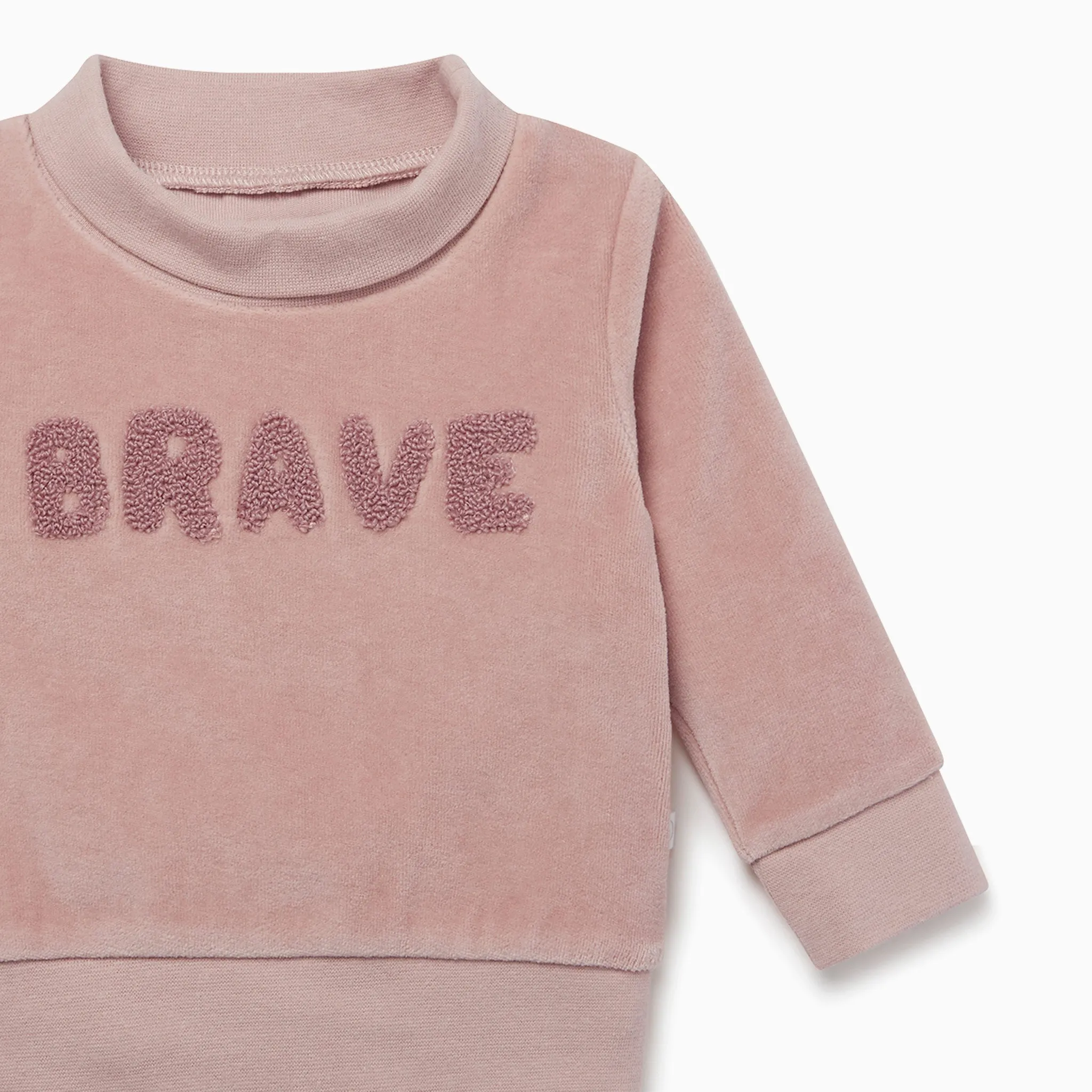 Velour Brave Slogan Sweatshirt & Joggers Outfit