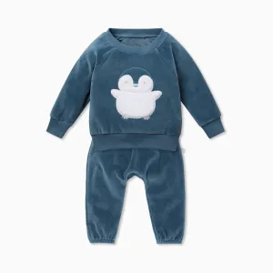 Velour Penguin Sweatshirt & Joggers Outfit