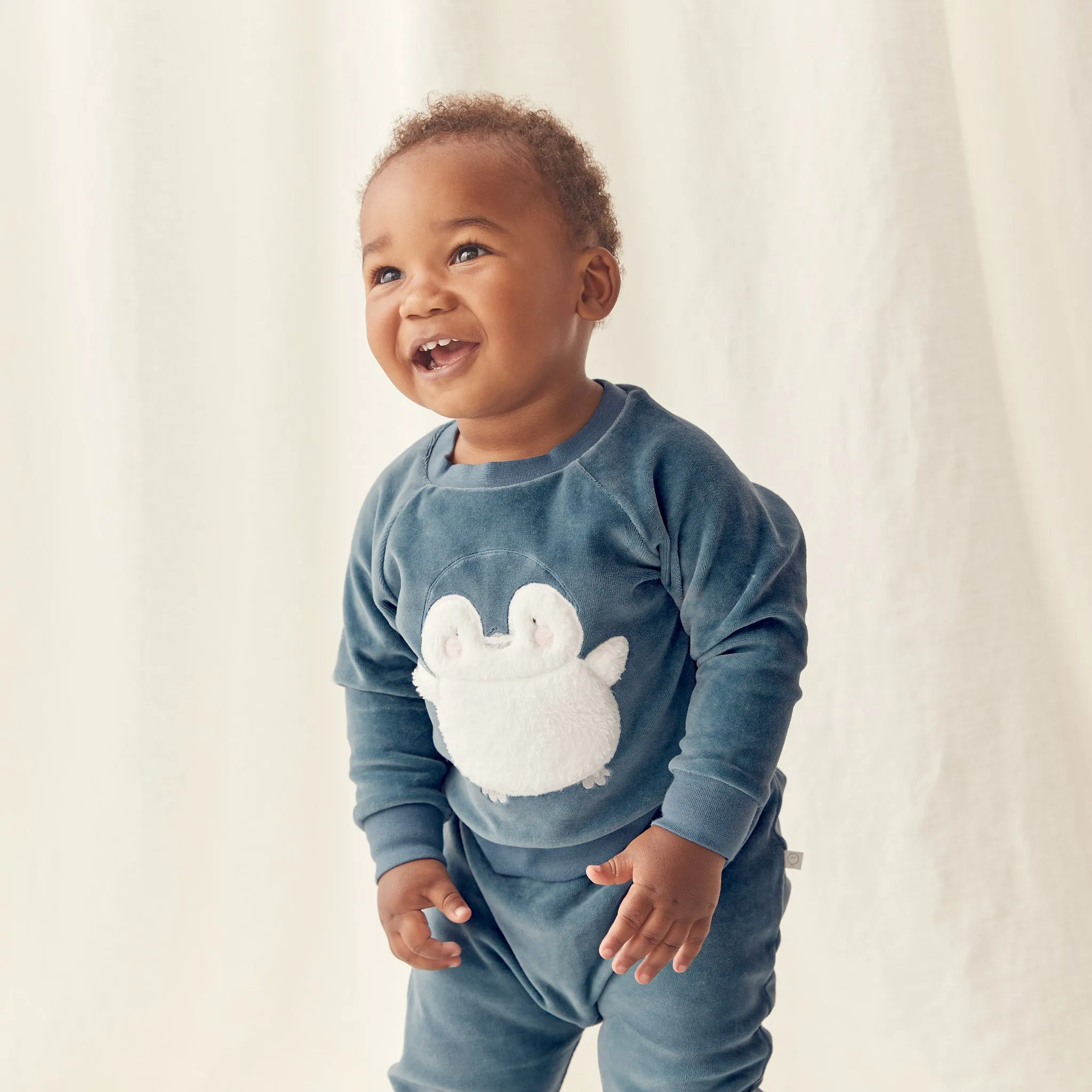 Velour Penguin Sweatshirt & Joggers Outfit