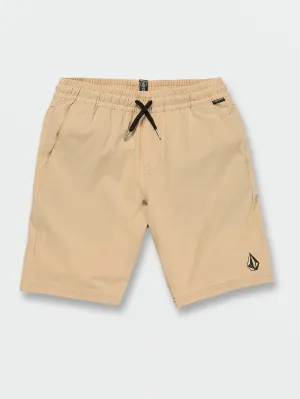 Volcom Understoned Elastic Waist Hybrid Boys Shorts (Age 8-14) Almond Volcom