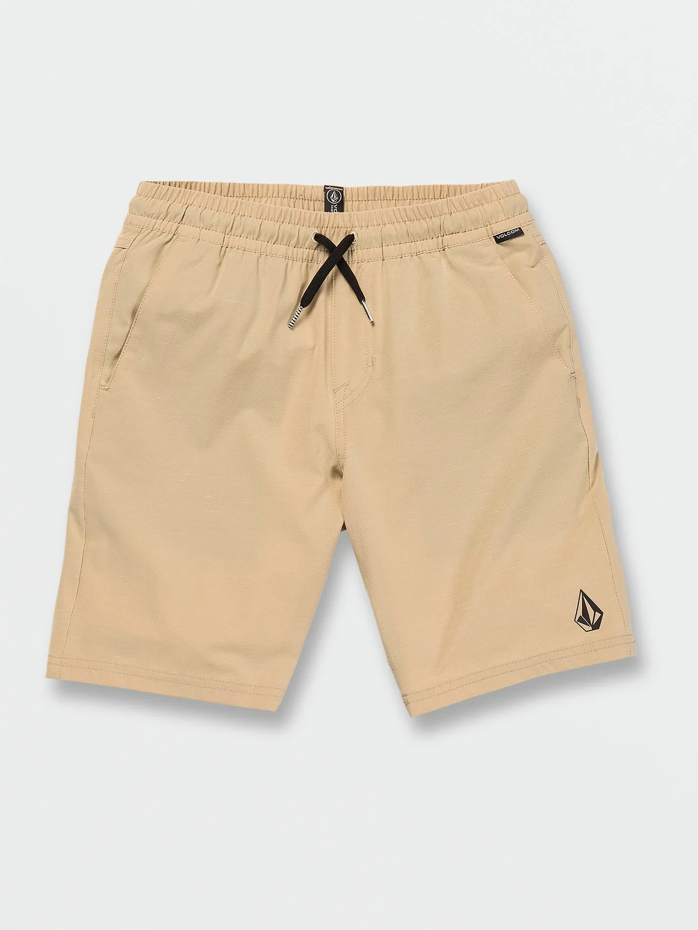 Volcom Understoned Elastic Waist Hybrid Boys Shorts (Age 8-14) Almond Volcom